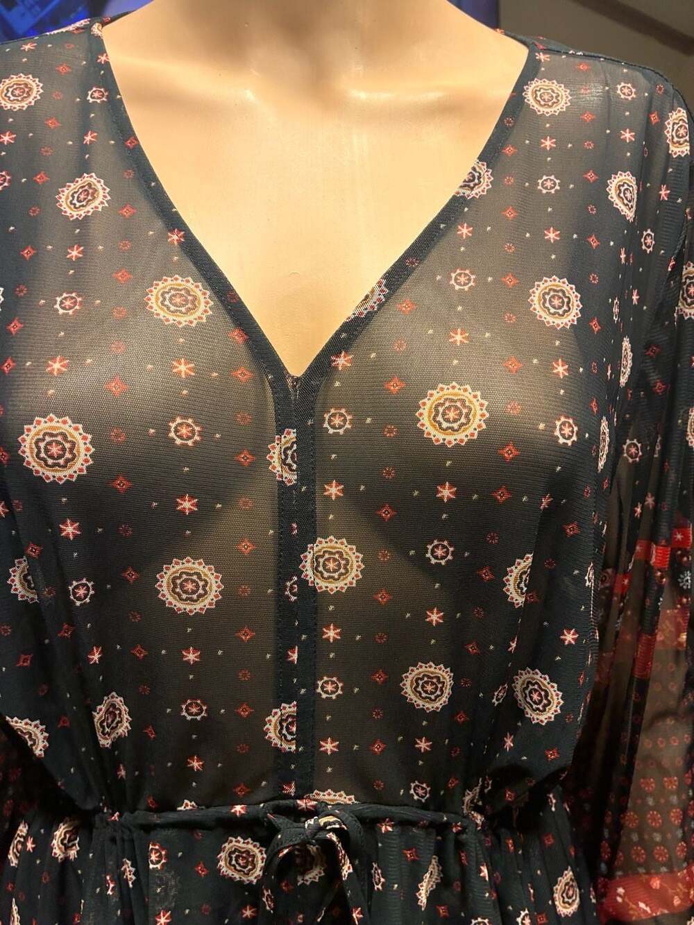 Style & Co. Women's Size L Sheer Printed Peplum Blouse - Picture 2 of 6